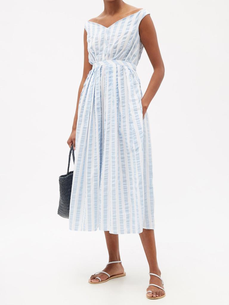 商品Thierry Colson|Valeria striped seersucker-cotton dress,价格¥3518,第4张图片详细描述