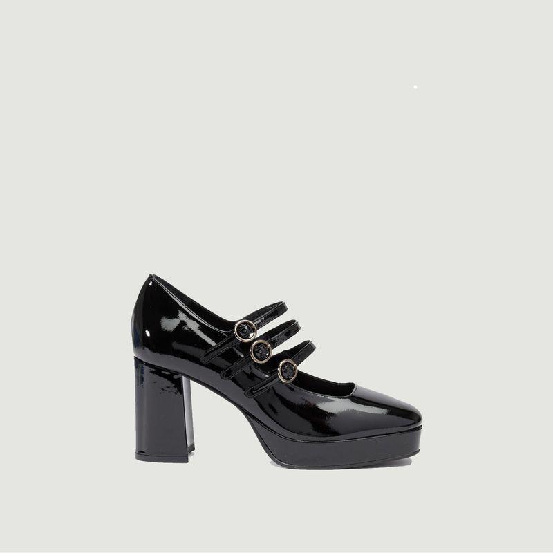 Pigalle patent leather platform slippers Noir Carel商品第2张图片规格展示