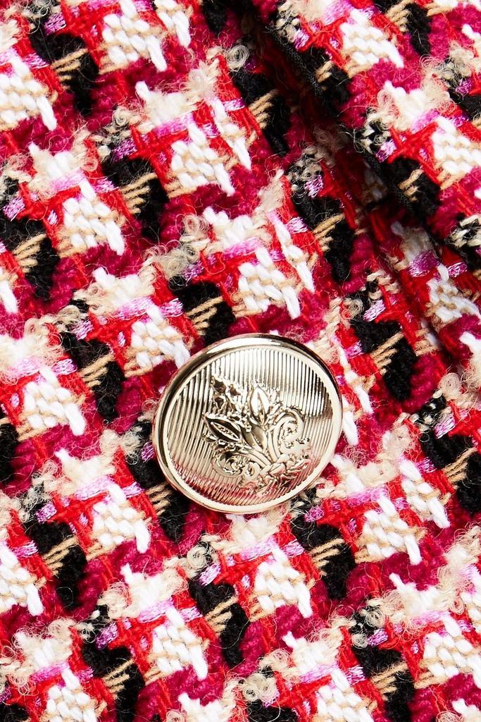 Russi layered embellished crepe de chine and tweed mini dress商品第4张图片规格展示
