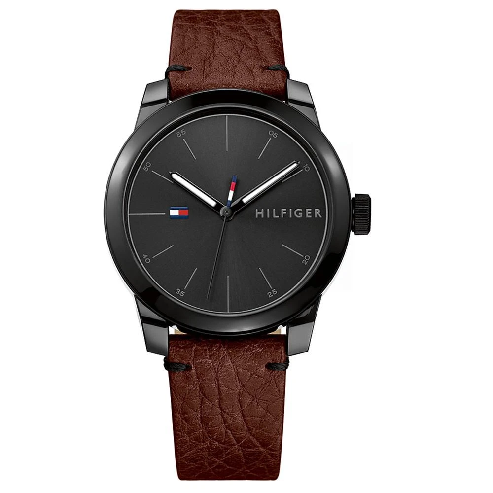 商品Tommy Hilfiger|Men's Brown Leather Strap Watch 42mm, Created for Macy's,价格¥358,第1张图片
