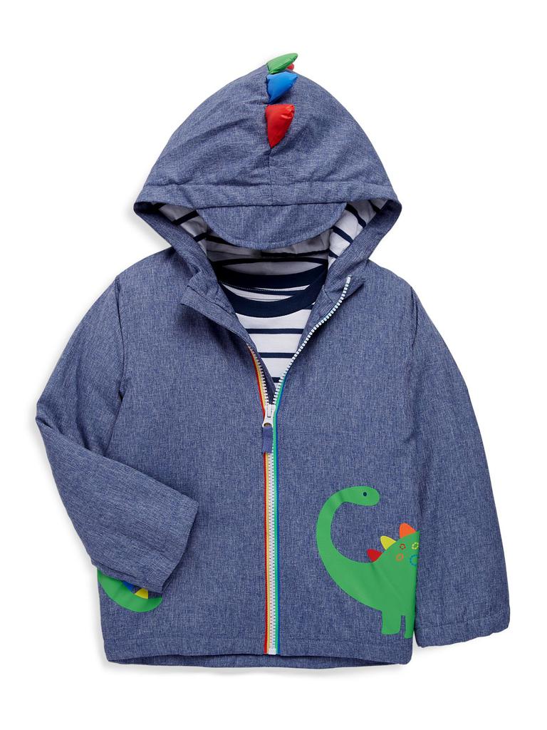 Little Boy's 3-Piece Dino Hoodie, Heathered Joggers & Striped T-Shirt Set商品第4张图片规格展示