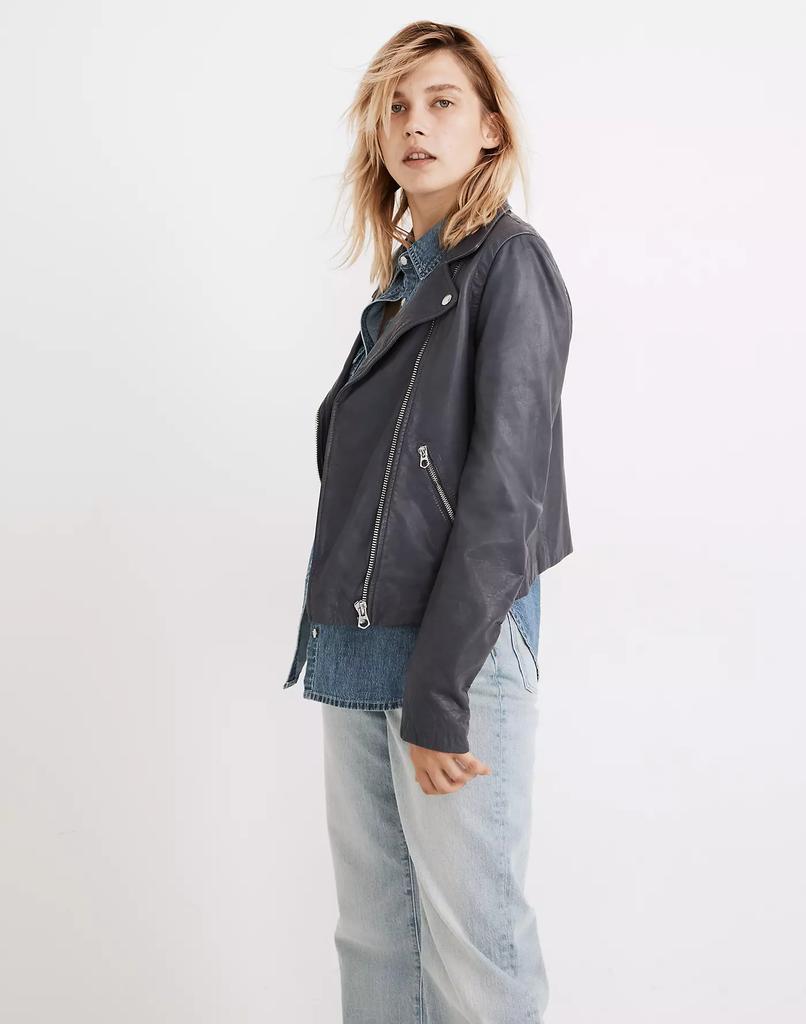 商品Madewell|Washed Leather Motorcycle Jacket,价格¥3661,第4张图片详细描述