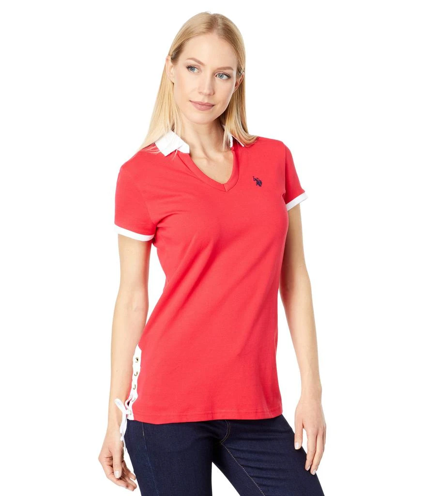 商品U.S. POLO ASSN.|Side Lace-Up Polo Shirt,价格¥124,第1张图片