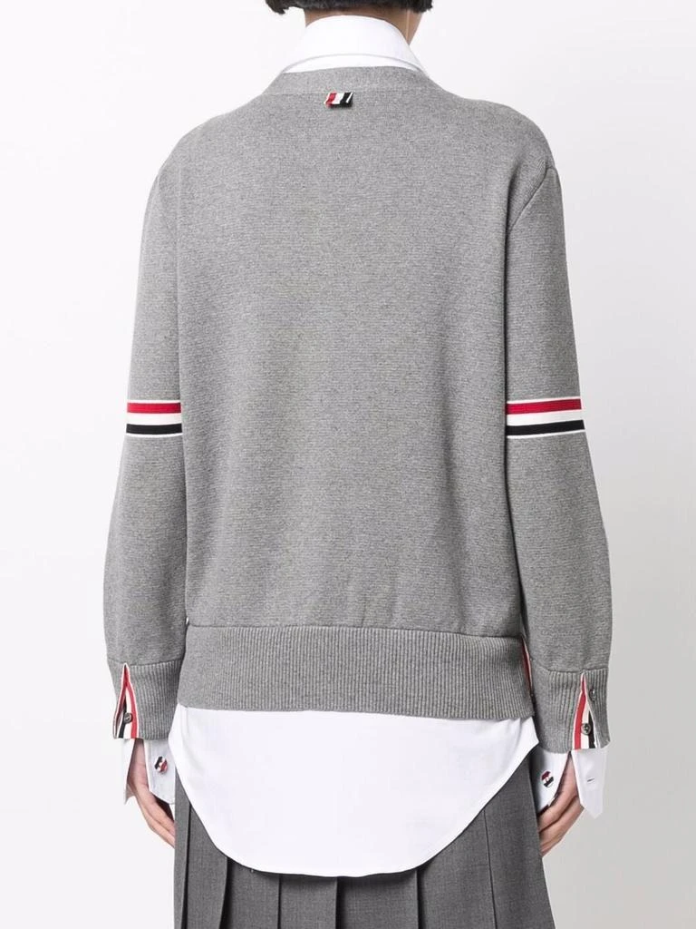 商品Thom Browne|THOM BROWNE WOMEN COMBO CARDIGAN SHIRT W/ RWB ARMBANDS IN OXFORD / MILANO STITCH 12GG COTTON,价格¥4702,第2张图片详细描述