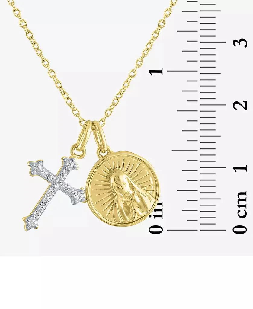 商品Macy's|Diamond Cross & Saint Medallion 18" Pendant Necklace (1/10 ct. t.w.) in 14k Gold-Plated Sterling Silver,价格¥1080,第4张图片详细描述