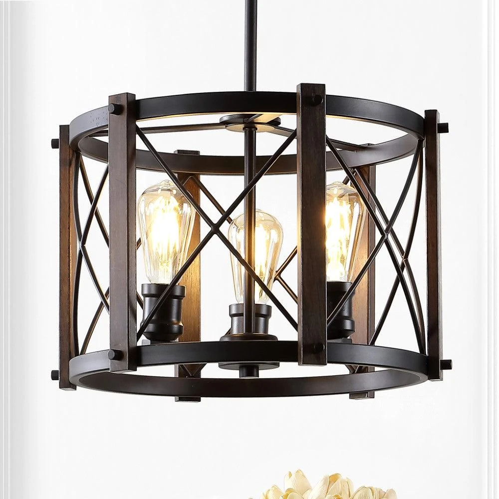 商品JONATHAN Y|Ferme 16" 3-Light Adjustable Iron Rustic Farmhouse LED Pendant,价格¥1703,第3张图片详细描述