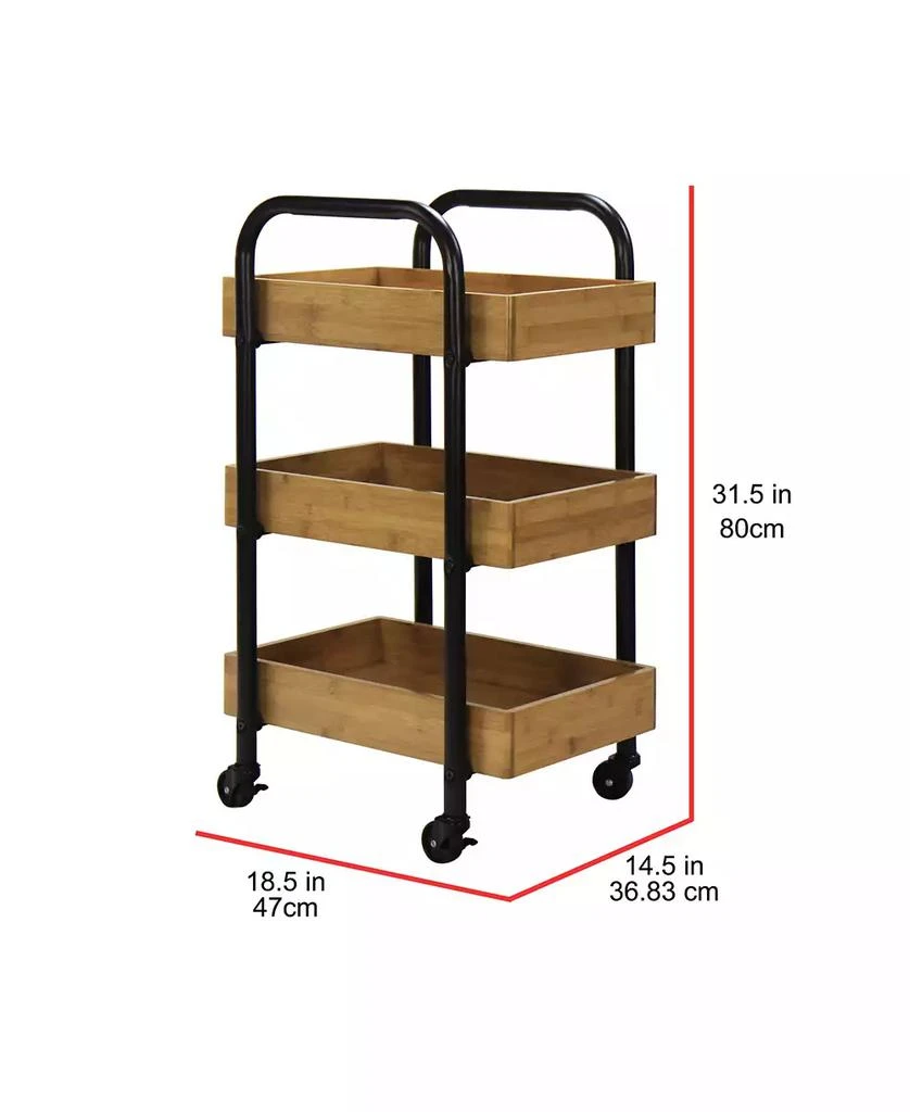 商品Oceanstar|Portable Storage Cart with 3 Easy Removable Bamboo Trays,价格¥1630,第4张图片详细描述