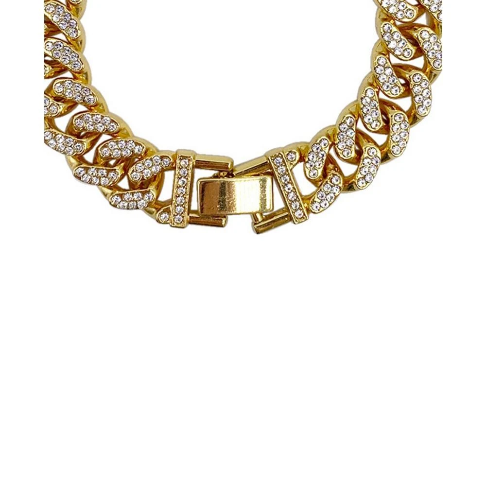 商品ADORNIA|Women's Gold-Tone Plated Crystal Thick Cuban Curb Chain Bracelet,价格¥223,第2张图片详细描述
