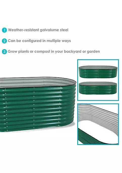 商品Sunnydaze Decor|Decor Galvalume Steel Oval Raised Garden Bed   Green   79 In X 32 In,价格¥1420,第4张图片详细描述