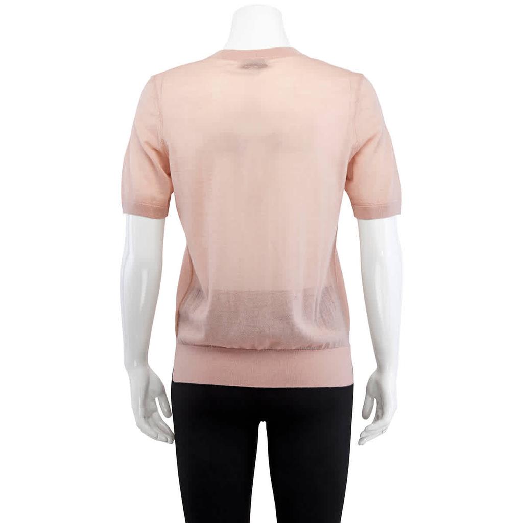 Burberry Short-sleeve Cashmere Sweater In Thistle Pink, Size Medium商品第3张图片规格展示