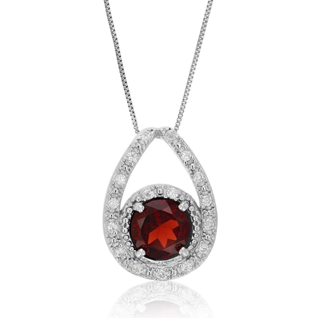 商品Vir Jewels|1.05 cttw Garnet Pendant Necklace .925 Sterling Silver With Rhodium 7 MM Round,价格¥397,第1张图片