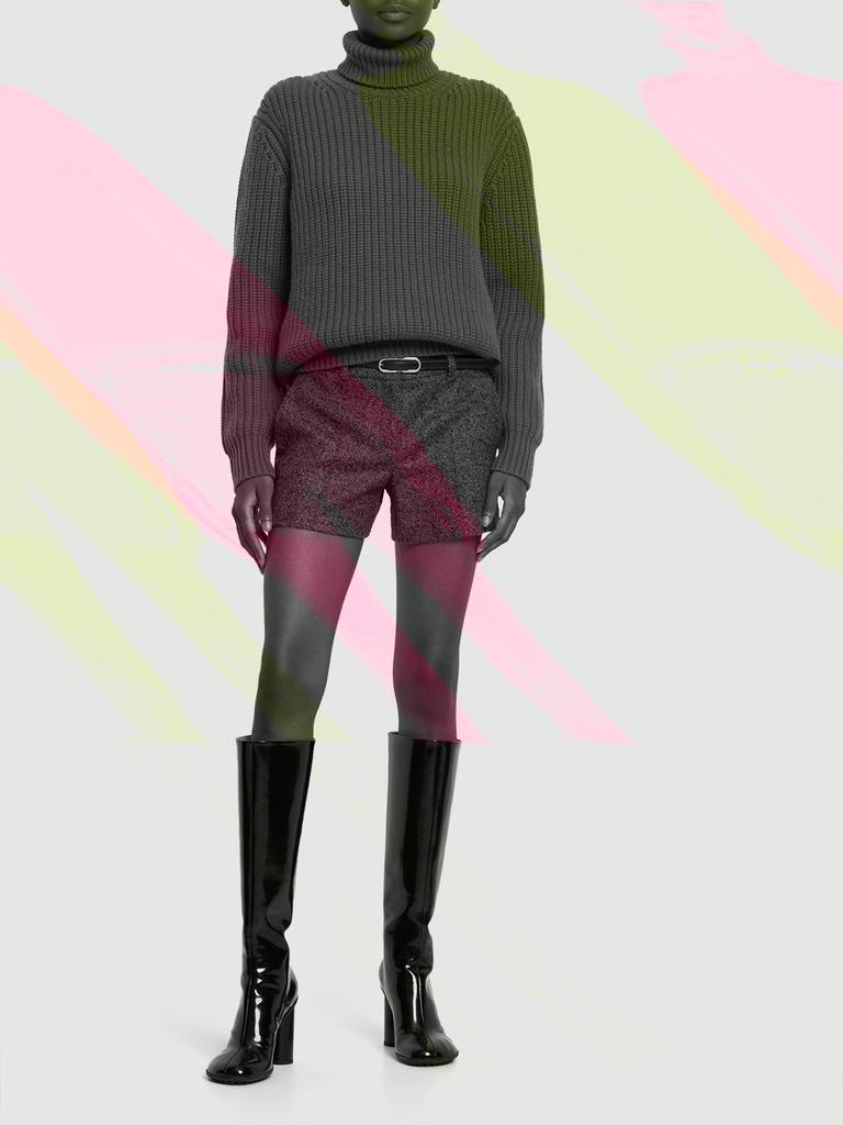 Cashmere Rib Knit Turtleneck Sweater商品第1张图片规格展示