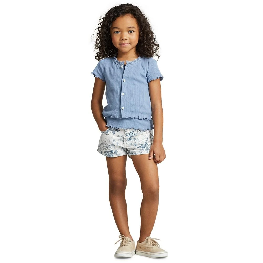 商品Ralph Lauren|Toddler and Little Girls Floral Denim Shorts,价格¥106,第1张图片