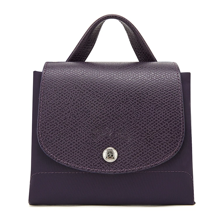 商品[国内直发] Longchamp|珑骧 Le Pliage Green 徽标标识按扣拉链可调节肩带 再生聚酰胺帆�布 书包背包双肩包 中号 女款 紫色,价格¥1285,第7张图片详细描述
