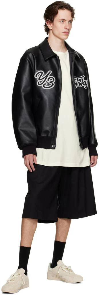 商品Y-3|Black Collared Faux-Leather Bomber Jacket,价格¥3771,第4张图片详细描述