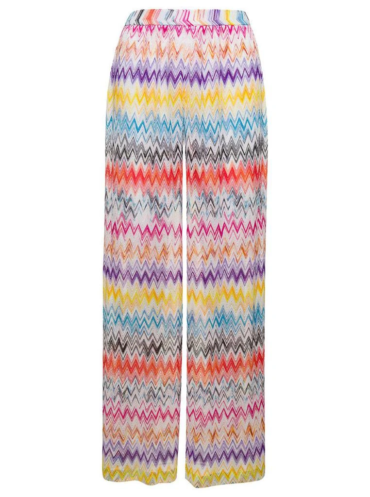 商品MISSONI SPORT|Multicolor Wide Pants with Zig Zag Motif in Viscose Woman,价格¥3747,第1张图片