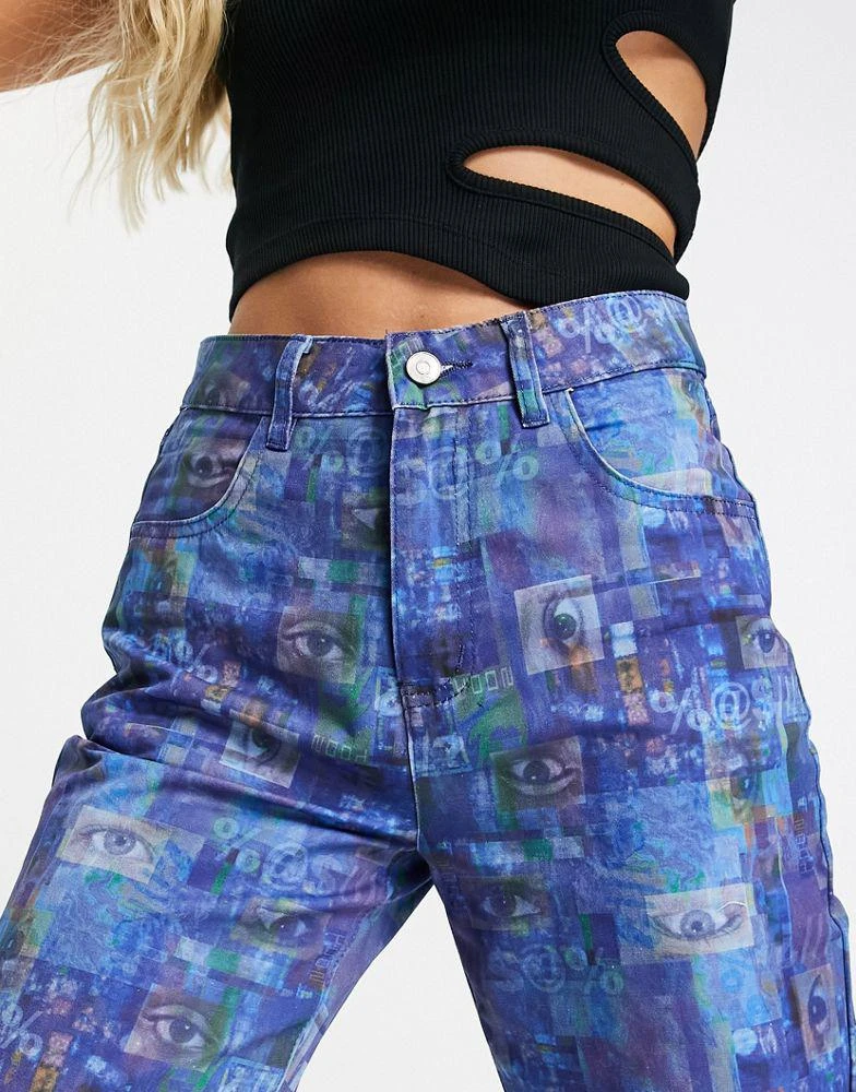 商品The Ragged Priest|The Ragged Priest dad jeans with blue collage print,价格¥148,第3张图片详细描述