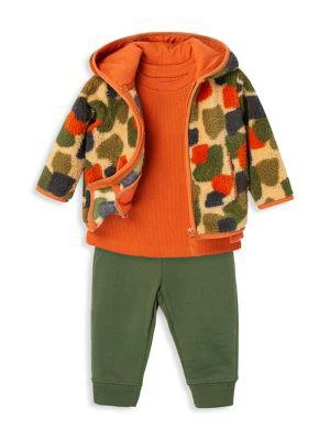 商品Little Me|Baby Boy's 3 Piece Faux Fur Jacket, Joggers & Sweatshirt Set,价格¥198,第3张图片详细描述