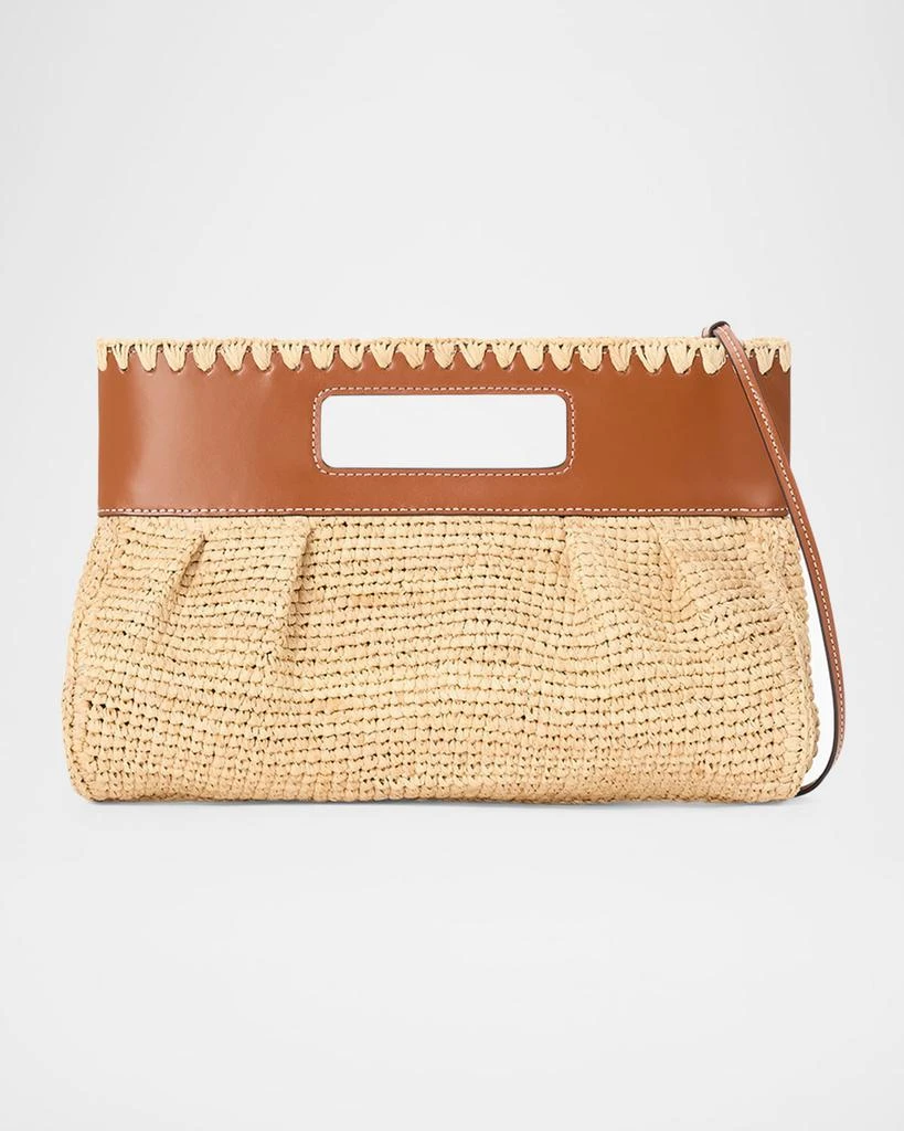 商品Staud|Lena Raffia and Leather Clutch Bag,价格¥2280,第1张图片