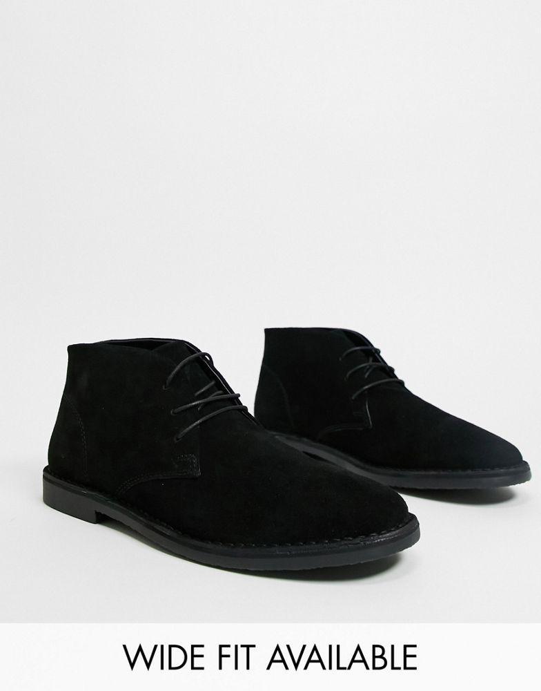 商品ASOS|ASOS DESIGN desert boots in black suede,价格¥276,第1张图片