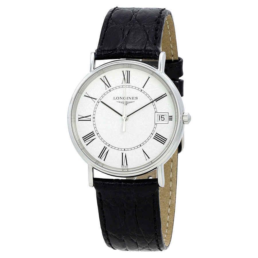 商品Longines|Presence White Dial Black Leather Mens Watch L48194112,价格¥4198,第1张图片