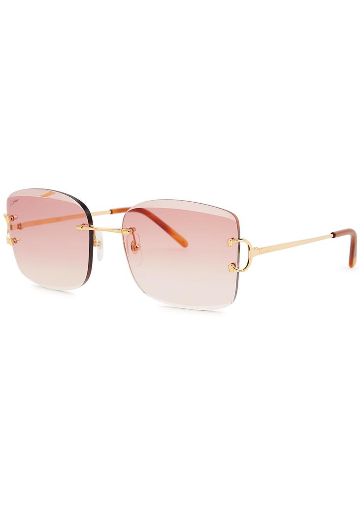 Signature C De Cartier rimless square-frame sunglasses商品第1张图片规格展示