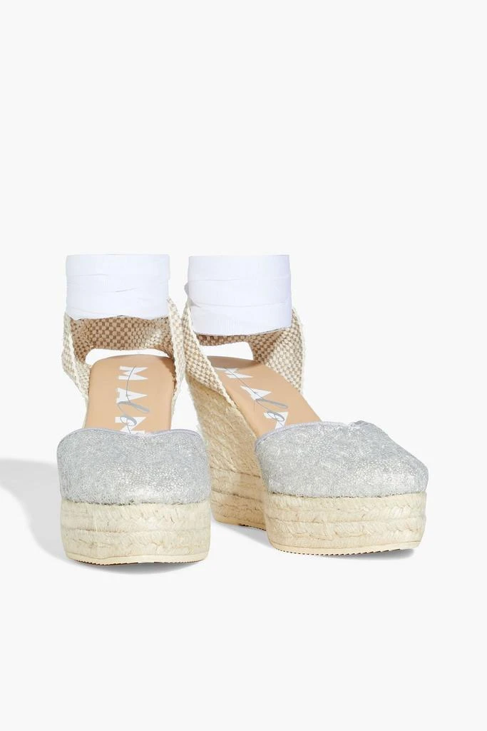 商品MANEBÍ|Sequin-embellished lace-up lamé wedge espadrilles,价格¥736,第2张图片详细描述