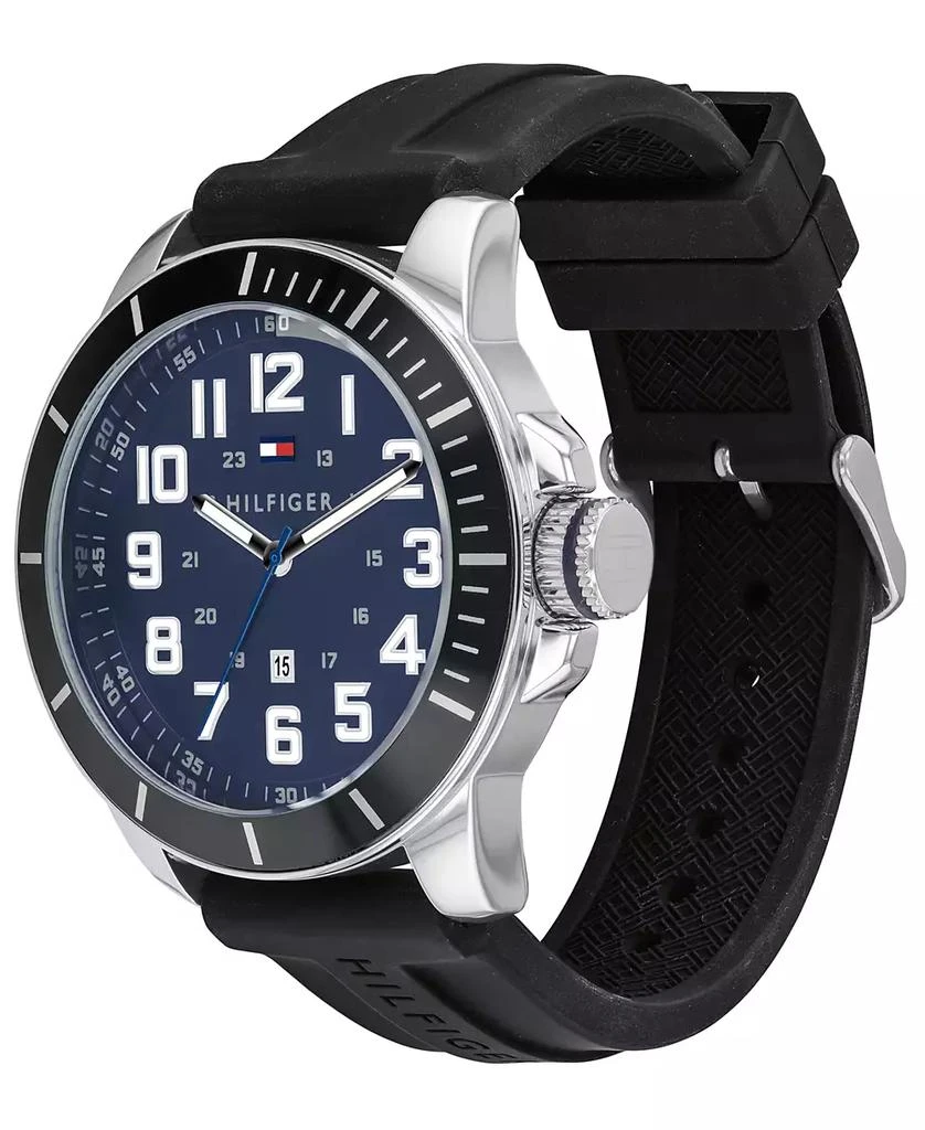 商品Tommy Hilfiger|Men's Black Silicone Strap Watch 44mm, Created for Macy's,价格¥493,第3张图片详细描述