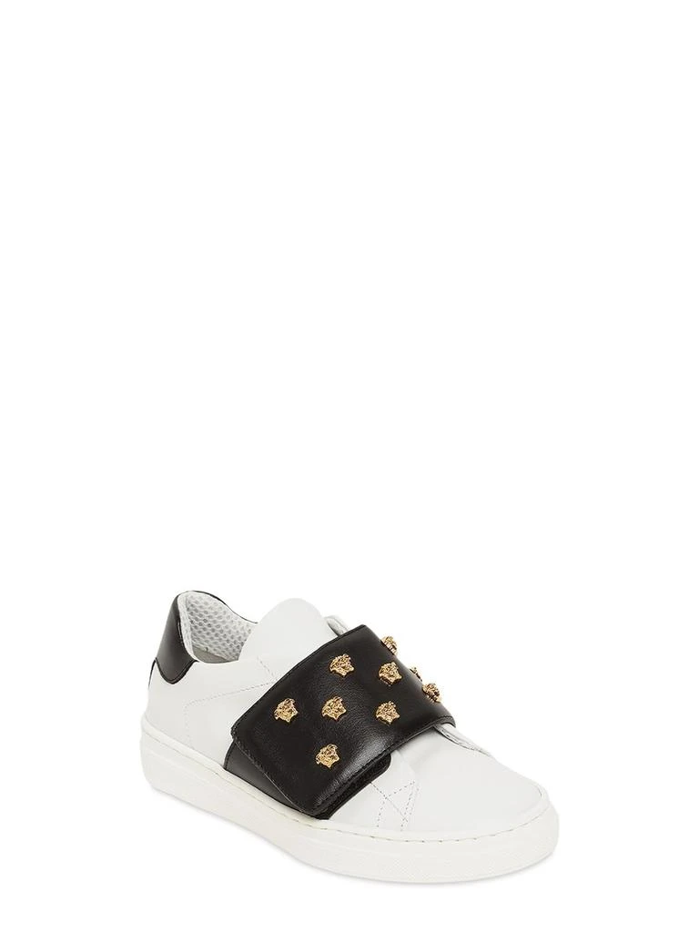 商品Versace|Embellished Studs Leather Sneakers,价格¥1184,第1张图片详细描述