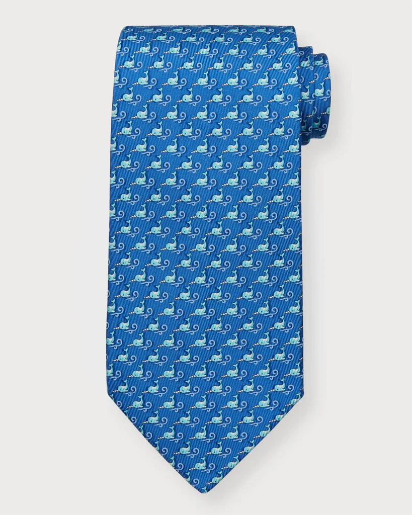 商品Salvatore Ferragamo|Men's 4-River Narwhal-Print Silk Tie,价格¥789,第1张图片