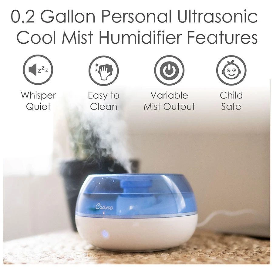 商品Crane USA|Personal Cool Mist Tabletop Humidifier 0.2 Gallons,价格¥336,第5张图片详细描述