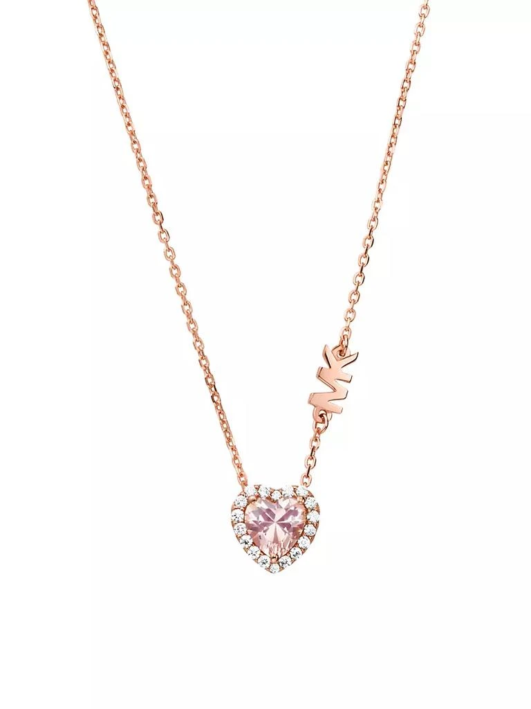 商品Michael Kors|14K-Rose-Gold-Plated & Crystal Heart Pendant Necklace,价格¥944,第1张图片