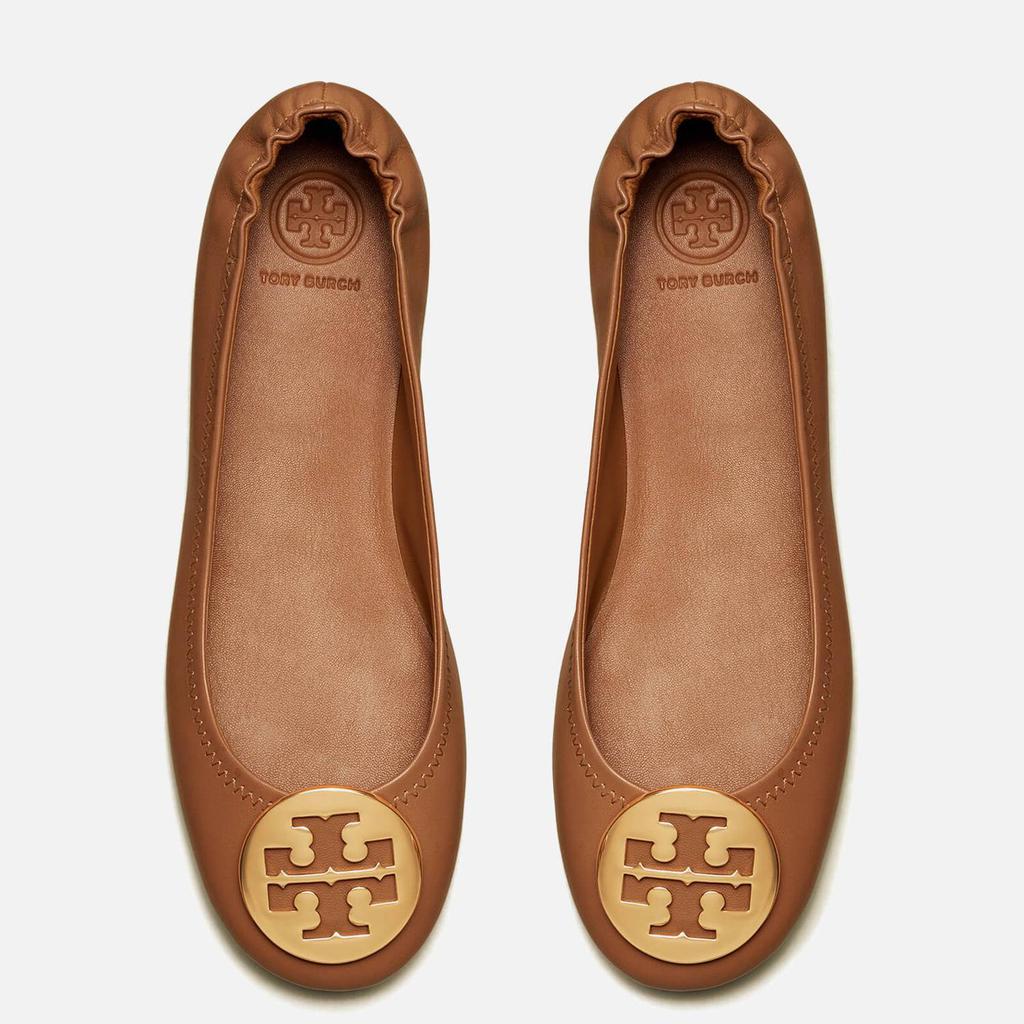 Tory Burch Women's Minnie Travel Leather Ballet Flats - Royal Tan/Gold商品第2张图片规格展示