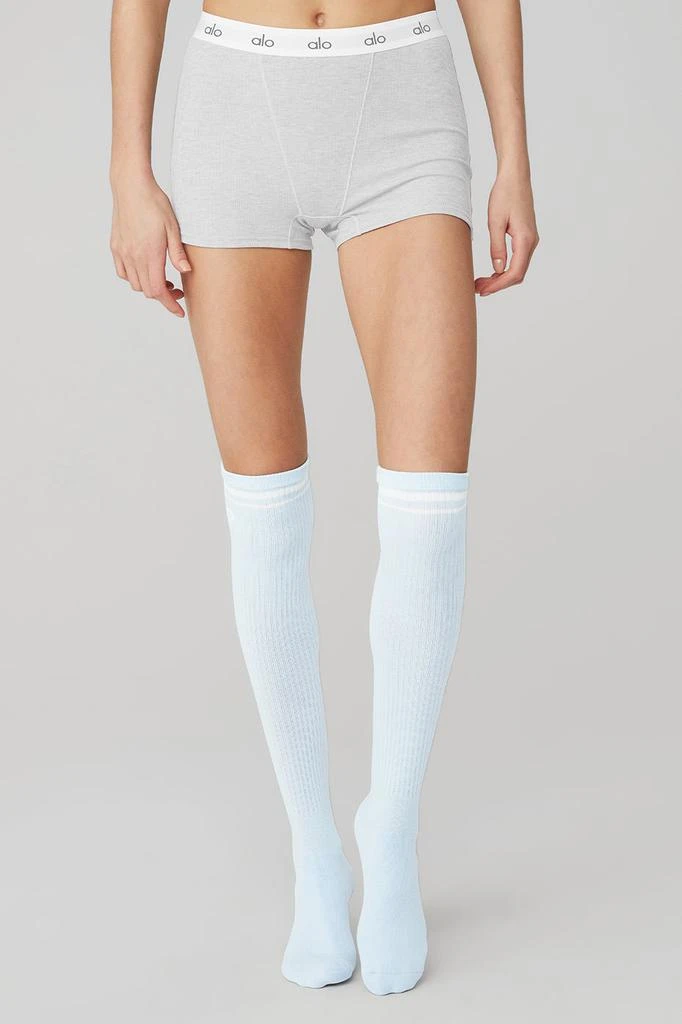 商品Alo|Women's Knee-High Throwback Sock - Powder Blue/White,价格¥210,第2张图片详细描述