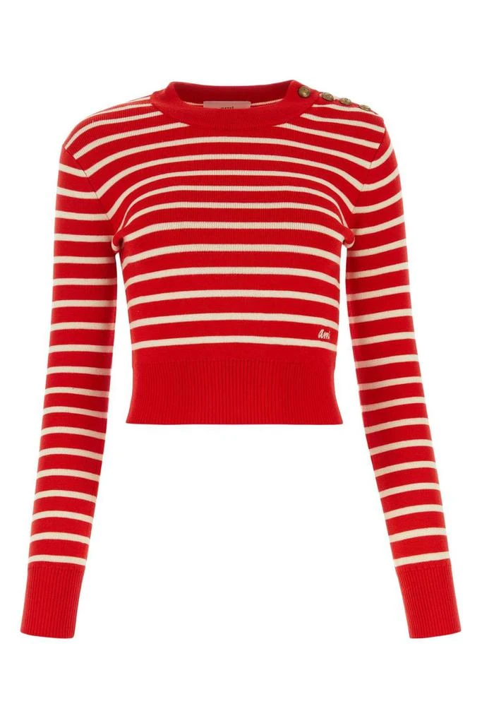 商品AMI|AMI Striped Crewneck Knit Jumper,价格¥1565,第1张图片