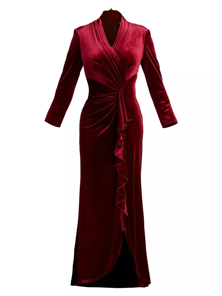 商品Tadashi Shoji|Plus Velvet Ruffle-Front Gown,价格¥3427,第1张图片