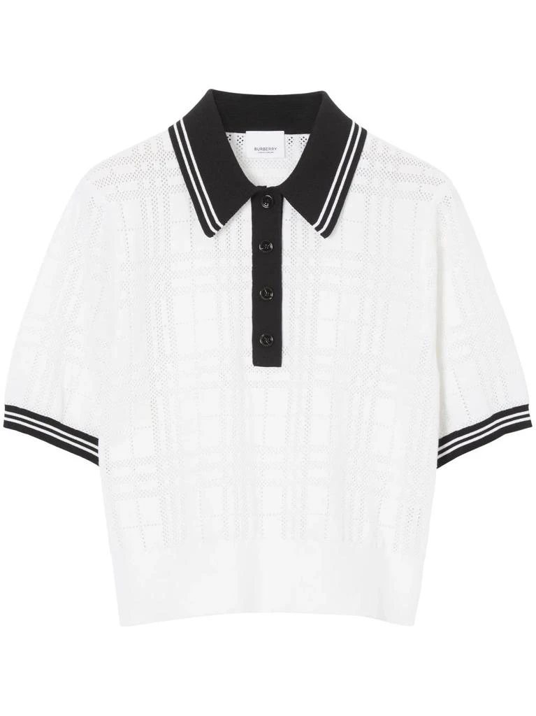 商品Burberry|Burberry Women Check Wool Blend Polo Shirt,价格¥7435,第4张图片详细描述
