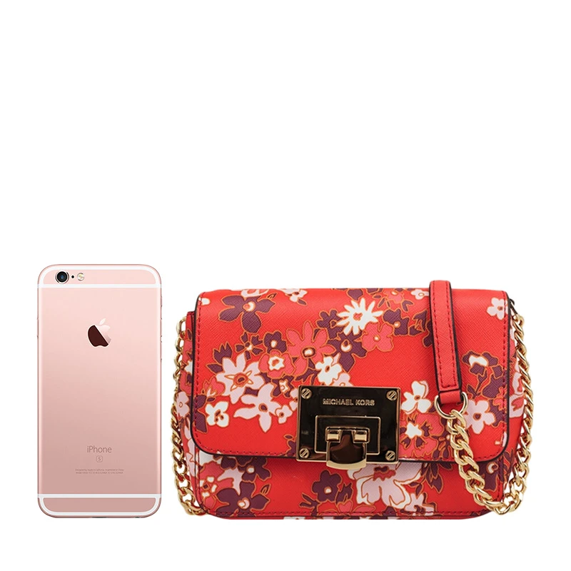Michael Kors 迈克高仕 TINA系列女士小号红色皮质时尚印花单肩斜挎包 35H7GT4C5R-dksan 商品