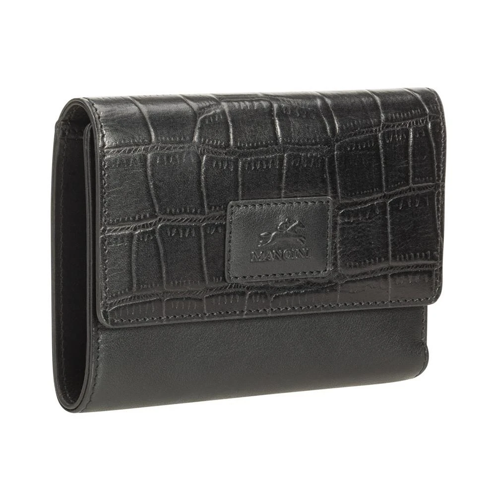 商品Mancini Leather Goods|Women's Croco Collection RFID Secure Mini Clutch Wallet,价格¥551,第2张图片详细描述
