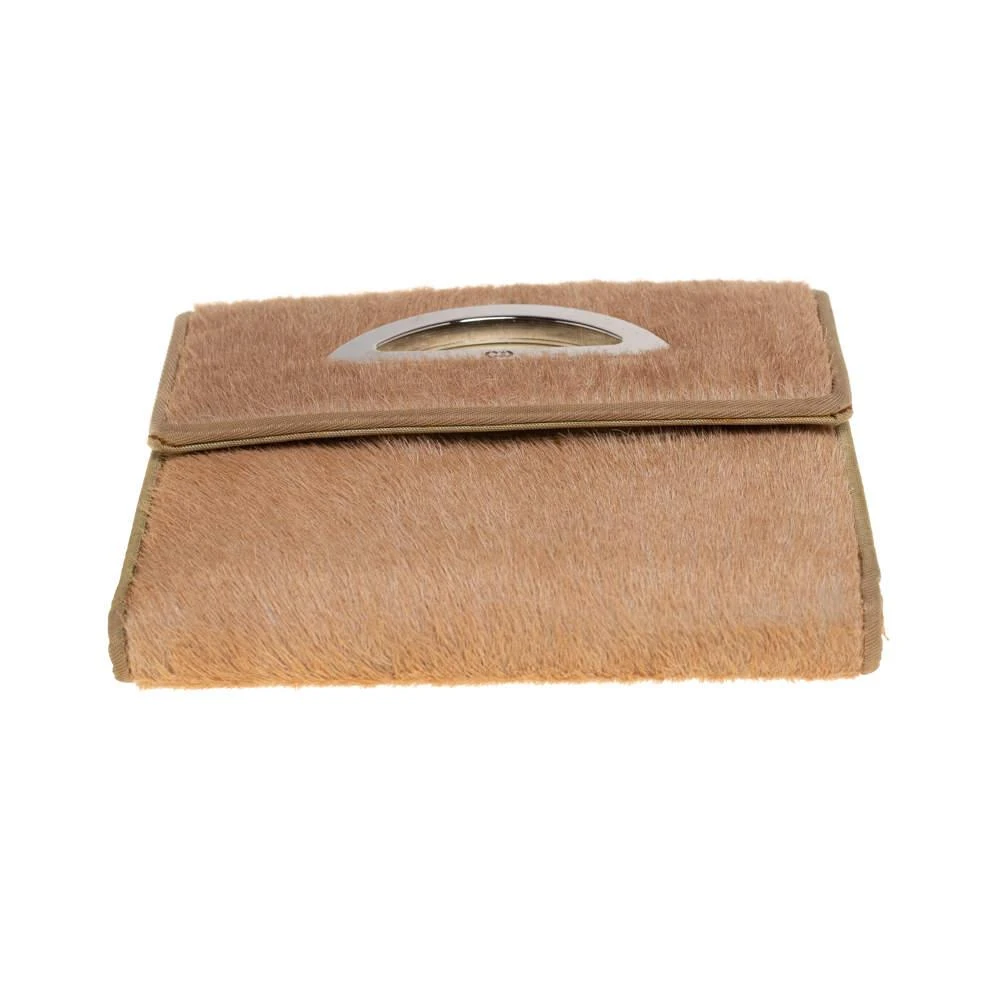 Dior Beige/Cream Calf Hair and Patent Leather Trifold Wallet 商品