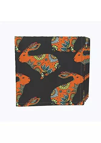 商品Fabric Textile Products, Inc.|Textile Products Inc. Napkin Set 100 Polyester Set Of 4 18X18 Orange Chill Rabbit,价格¥225,第1张图片