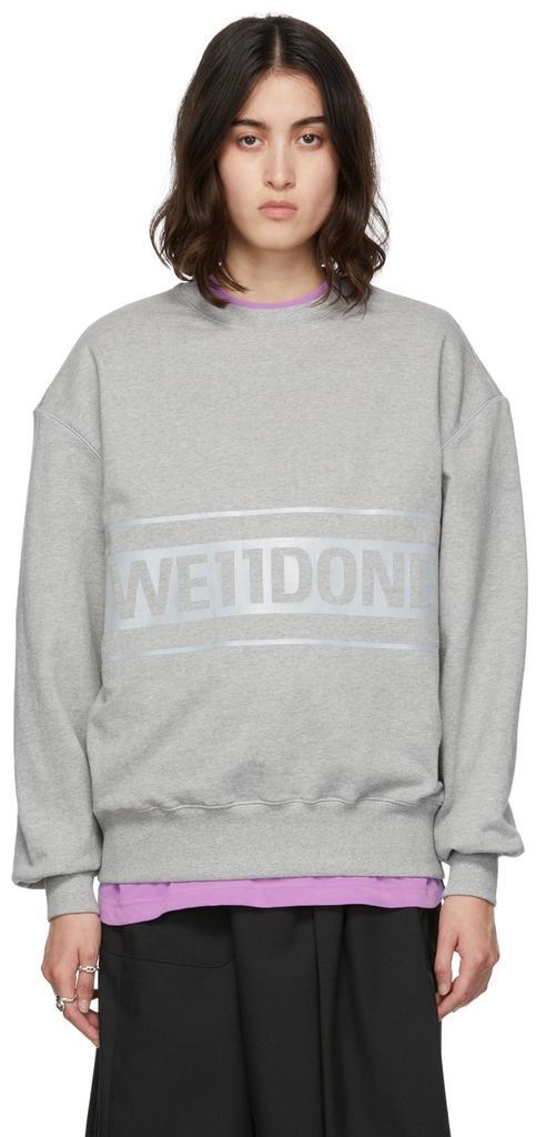 商品We11done|Logo印花反光长袖卫衣 灰色,价格¥2808,第1张图片