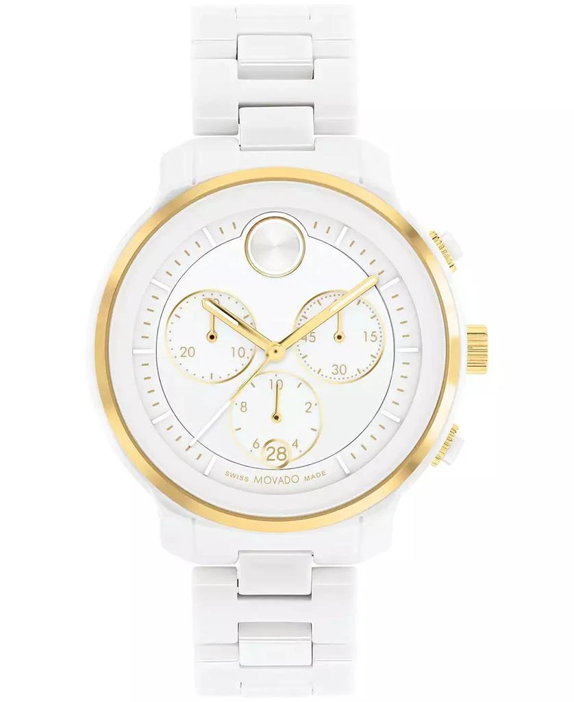 商品Movado|Women's Bold Verso Swiss Quartz Chronograph White Ceramic Bracelet Watch 39mm,价格¥5978,第1张图片