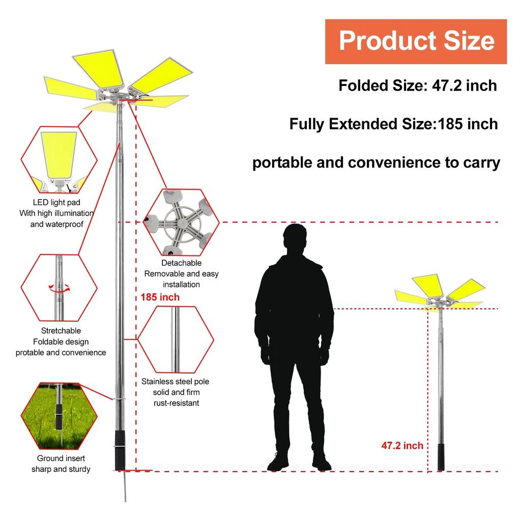 商品Streamdale Furniture|Streamdale Conpex 5x Foldable Telescoping Rechargeable LED Super Bright Camping Light,价格¥1753,第4张图片详细描述