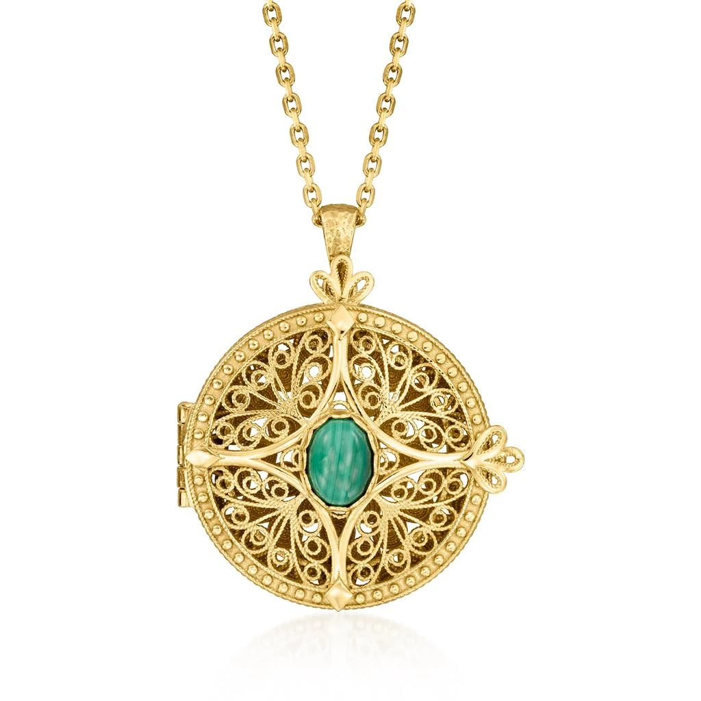 商品Ross-Simons|Ross-Simons Malachite Locket Pendant Necklace in 18kt Gold Over Sterling,价格¥787,第1张图片