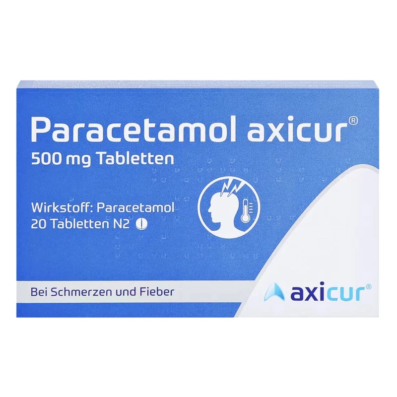 商品&be|【现货速发】德国Axicur对乙酰氨基酚片发热感冒扑热息痛退烧药头疼头痛止痛药,价格¥166,第1张图片