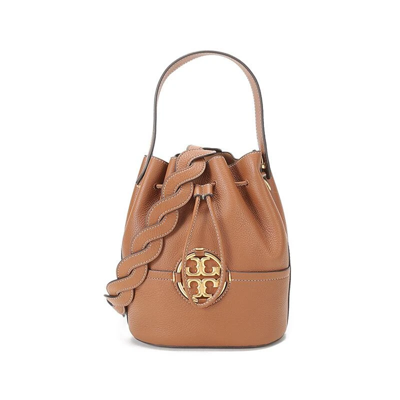 商品[国内直发] Tory Burch|托里·伯奇 TORY BURCH 送女友奢侈品 TB女包 MILLER系列浅茶色双T标牛皮革水桶包单肩斜挎手提包 79323 905,价格¥2900,第1张图片