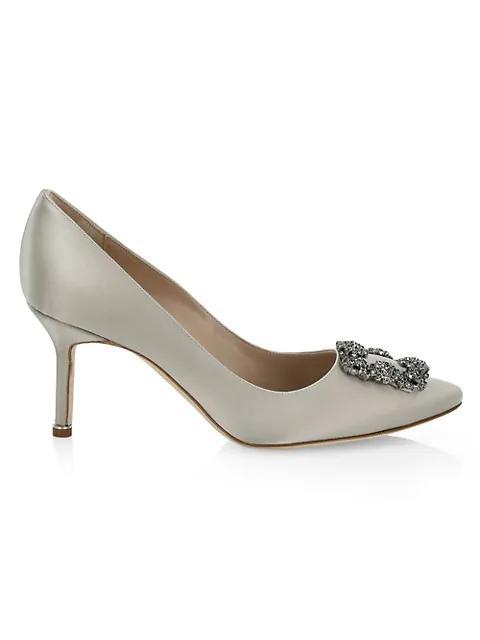 商品Manolo Blahnik|Hangisi 70 Embellished Satin Pumps,价格¥8369,第1张图片