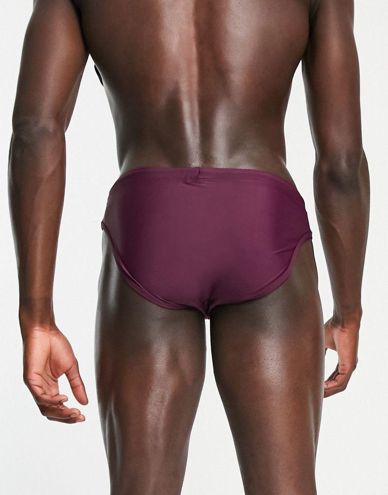ASOS DESIGN swim briefs in burgundy with tie商品第2张图片规格展示