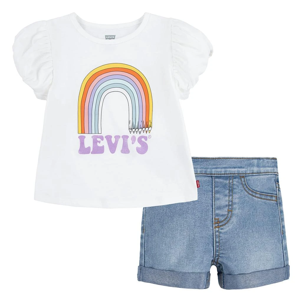 商品Levi's|Ruffle Sleeve Top and Shorts Two-Piece Set (Little Kids),价格¥327,第1张图片